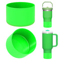 Linkidea 2 Pack Water Bottle Boot Compatible with Stanley Quencher H2.0 20oz/30oz/40oz, IceFlow Flip 20oz/30oz Tumbler, Silicone Bottle Bottom Sleeve Cover Bumper Protector (Neon Green)