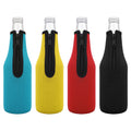 Linkidea 4 Pack Glass Beer Bottle Cooler for 12 Oz, Non-slip Thick Neoprene Insulators, Beer Bottle Sleeve Beverage Covers with Zip (Black/Blue/Red/Yellow)