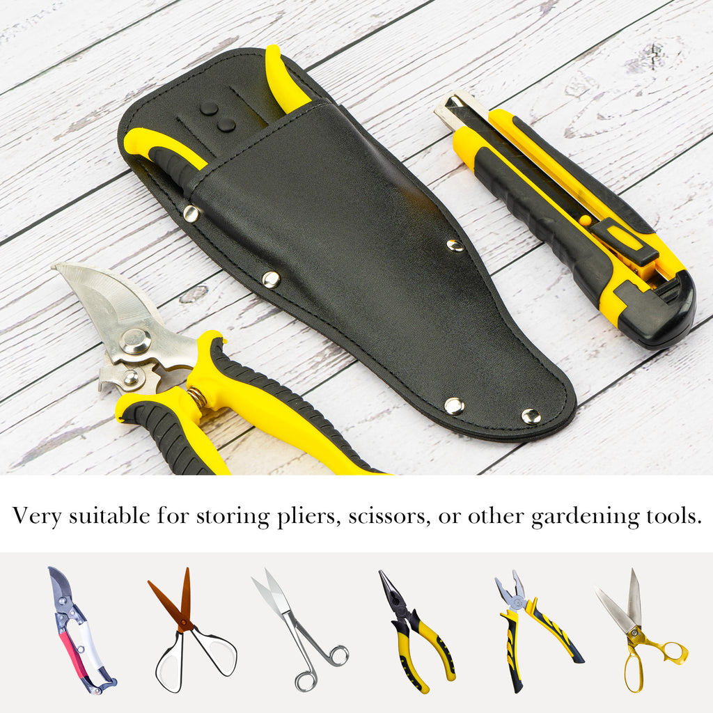 Linkidea Gardening Scissors Pouch, Vegan Leather Protective Sheath Cover, Hanging Holster for Garden Pruner & Trimmer (Black)
