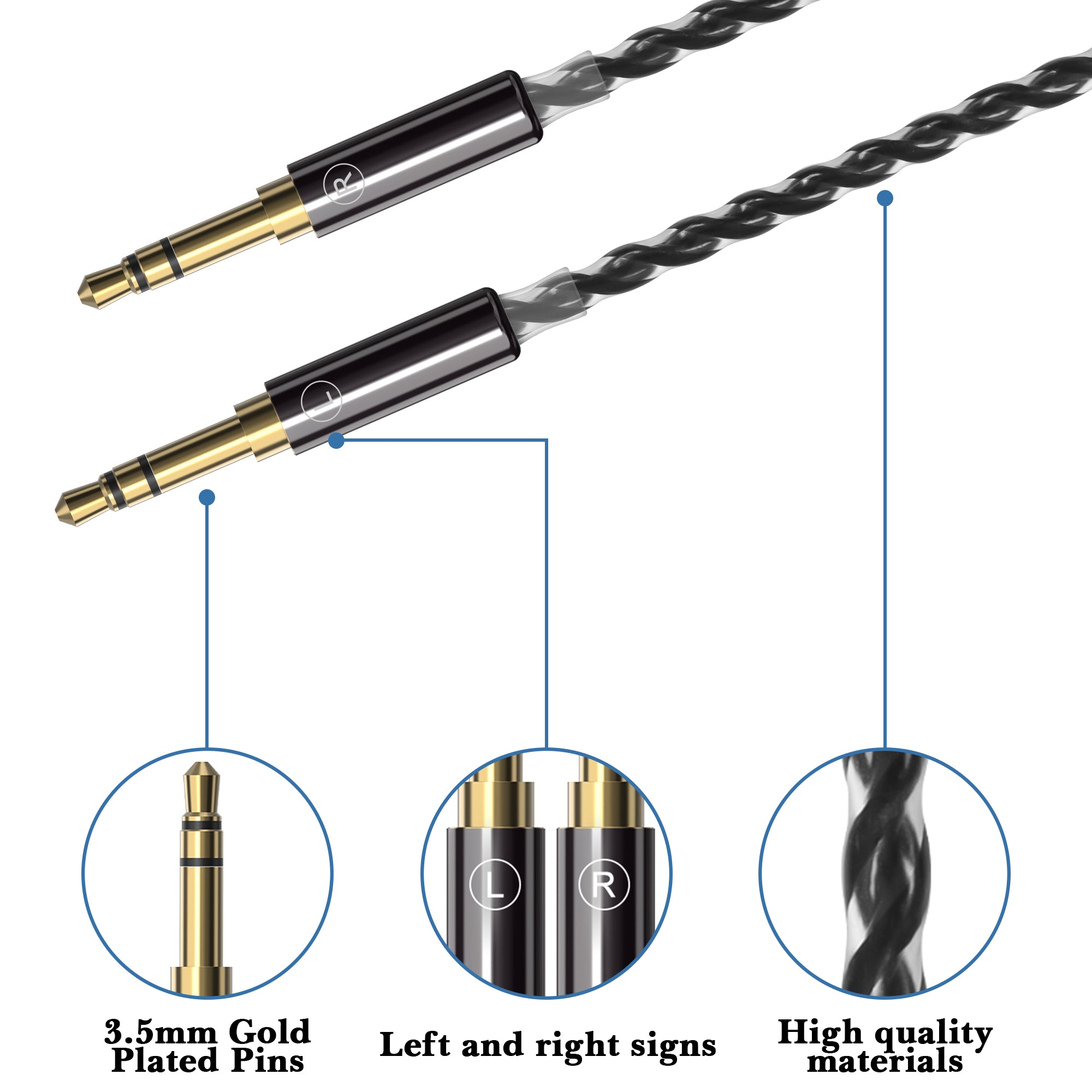 Linkidea Upgrade 6N Audio Cable for HIFIMAN Edition XS, SUNDARA, Arya, HE400SE, Ananda, Denon AH-D7200 Headphones, 4-Pin XLR to Dual 3.5mm Male Replacement Headphones Cord (4.9ft/1.5m)