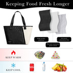 Linkidea Insulated Lunch Bag, Reusable Lunch Tote Bag with Zipper for Men & Women, Insulated Lunch Box Bag with Hand Strap Compatible with Bentogo, Iteryn, Bentoheaven, Ello, Natraprow (Black)