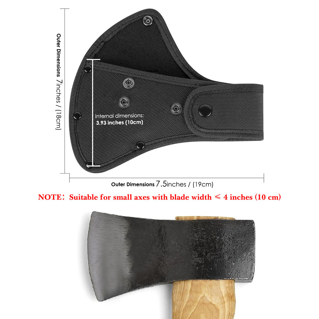 Linkidea Nylon Axe Sheath Cover for 4-Inch Axe Edge, Heavy Duty Hatchet Protector Case with Double Snap, Durable Oxford Fabric Head Cover Scabbard for Camping Outdoor Survival (Black)