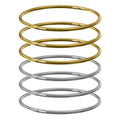 Plus Size Bangle Bracelets Set for Women, Set of 6 Stainless Steel Extra Large Round Gold & Silver Bangles Fashion Accessories, 8.6 Inches (L)