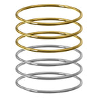 Plus Size Bangle Bracelets Set for Women, Set of 6 Stainless Steel Extra Large Round Gold & Silver Bangles Fashion Accessories, 8.6 Inches (L)
