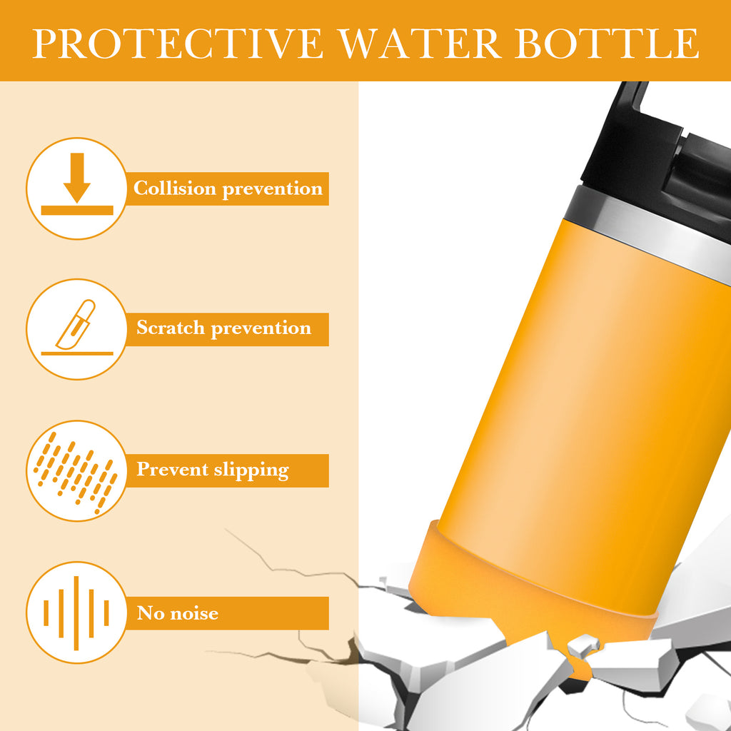 Linkidea 2 Pack Water Bottle Boot Compatible with YETI Rambler Jr. Kids 12oz, Rambler Bottle 12oz/18oz, Yonder 20oz, Silicone Anti-Slip Bottle Bottom Bumper Protector (Orange)