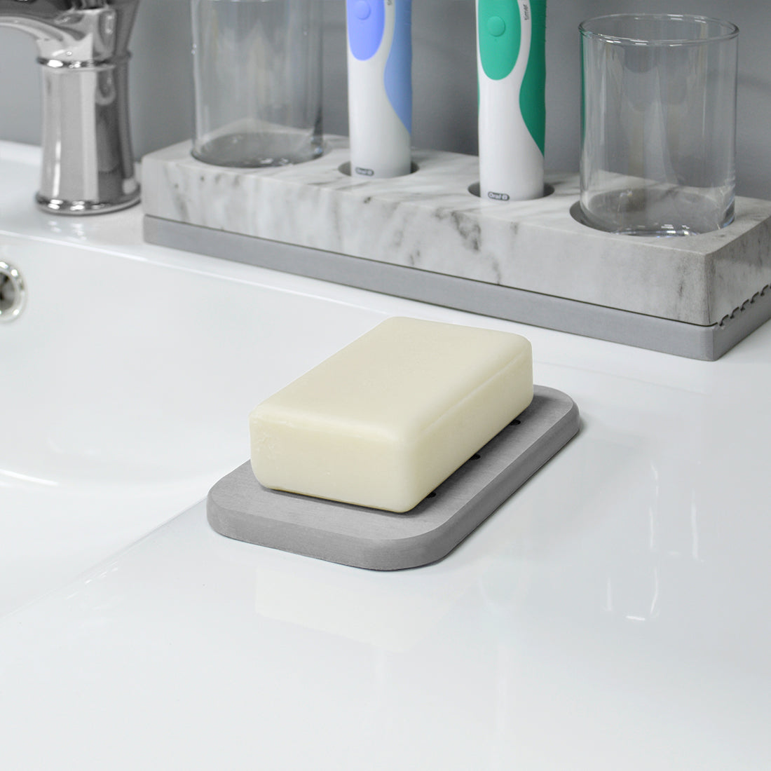Linkidea 2 Pack Diatomite Soap Dish, Fast Drying Soap Saver, Soap Bar Holder for Bath Shower, Self-Dry Soap Container (Gray)