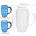 Linkidea 22oz Extra Large Fine Bone China Coffee Mug, Oversized Coffee Cups with Handles, Big Teacups for Office and Home, Microwave and Dishwasher Safe, White