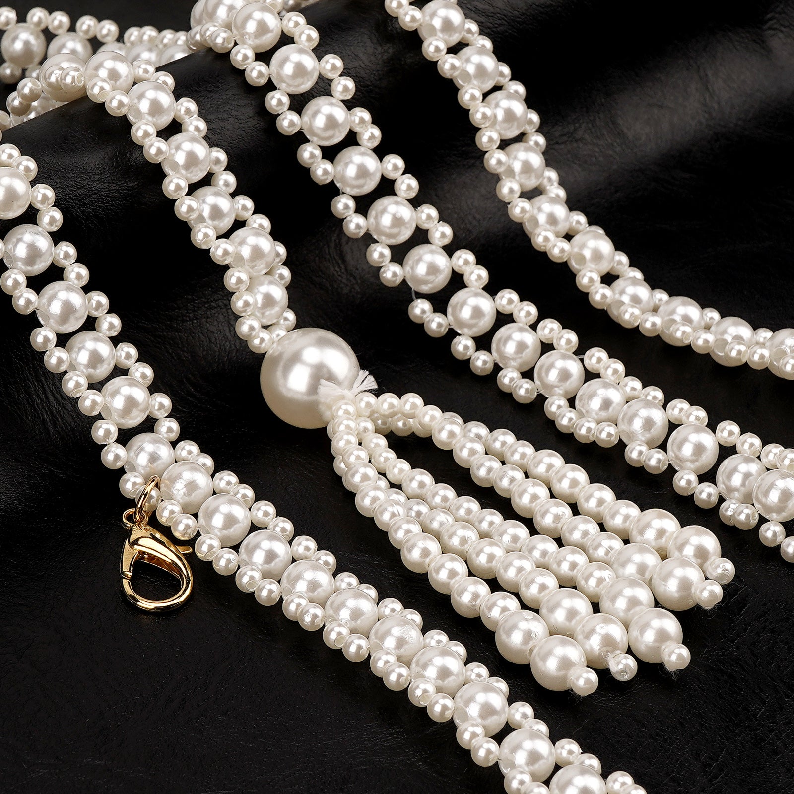 Plus Size Waist Belt for Women, Plastic Pearl Chunky Body Belt for Dresses, 55 Inch Adjustable Fashion Jewelry Accessory