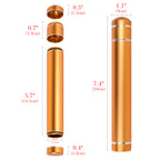 Linkidea Aluminum Cigars Holder Case, Men's Airtight Cigar Carrier Single Tube, 1.1"x 7.4" Portable Travel Cigar Storage with Caps (Gold)