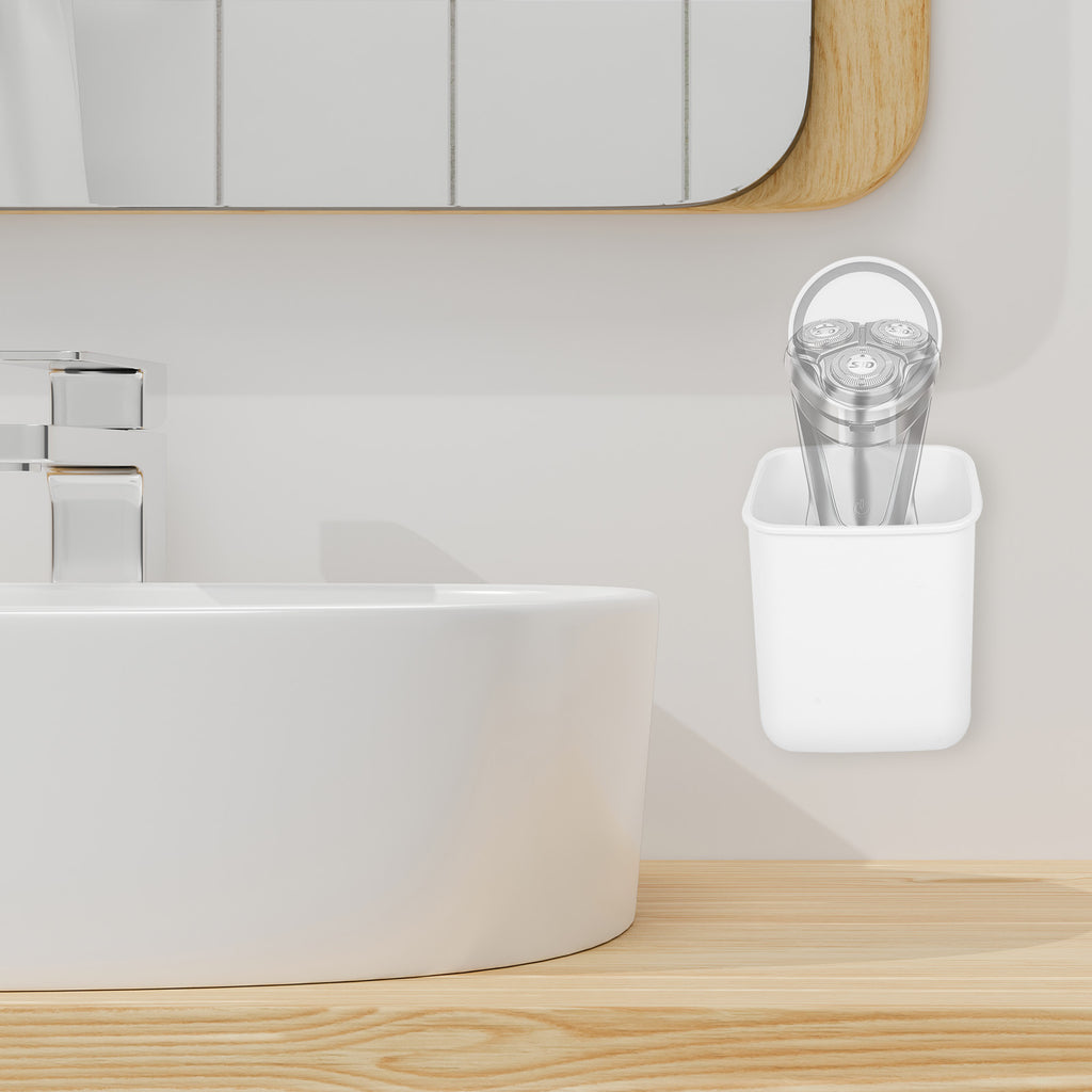 Linkidea 2 Pack Electric Shaver Holder with Drain Hole, Self-Adhesive Wall Mount Storage Razor Stand, Compatible with Philips Norelco Shaver 2400 / 3600, Series 7, 9 (White)