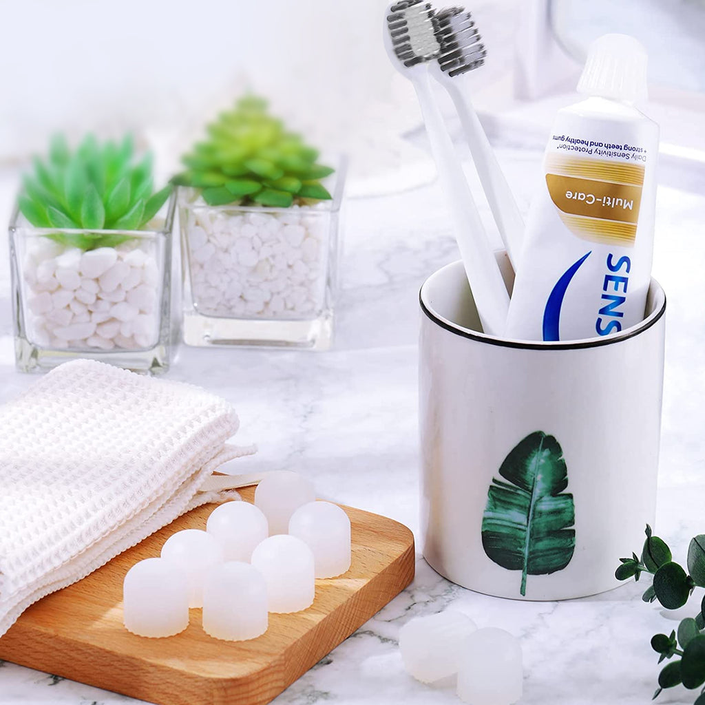 Linkidea 6 Pack Self Closing Toothpaste Caps for Kids Adult Bulk Pack, Wholesale Multi-Pack Silicone No Waste Toothpaste Saver Cap Dispensers (White)