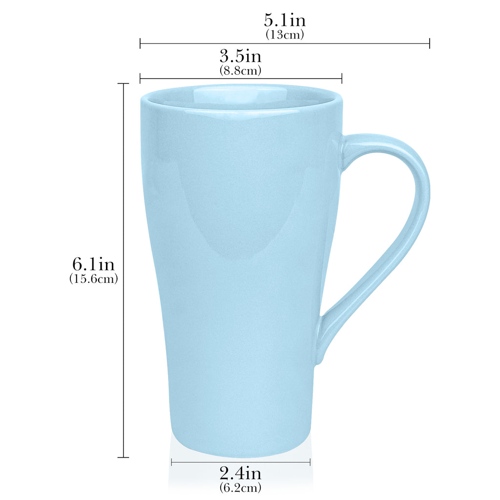 Linkidea 17oz Ceramic Coffee Mug with Handle, Large Colored Coffee Cup, Teacups Large Capacity Drinking Cups for Camping, Travel & Office, Microwave and Dishwasher Safe, Blue
