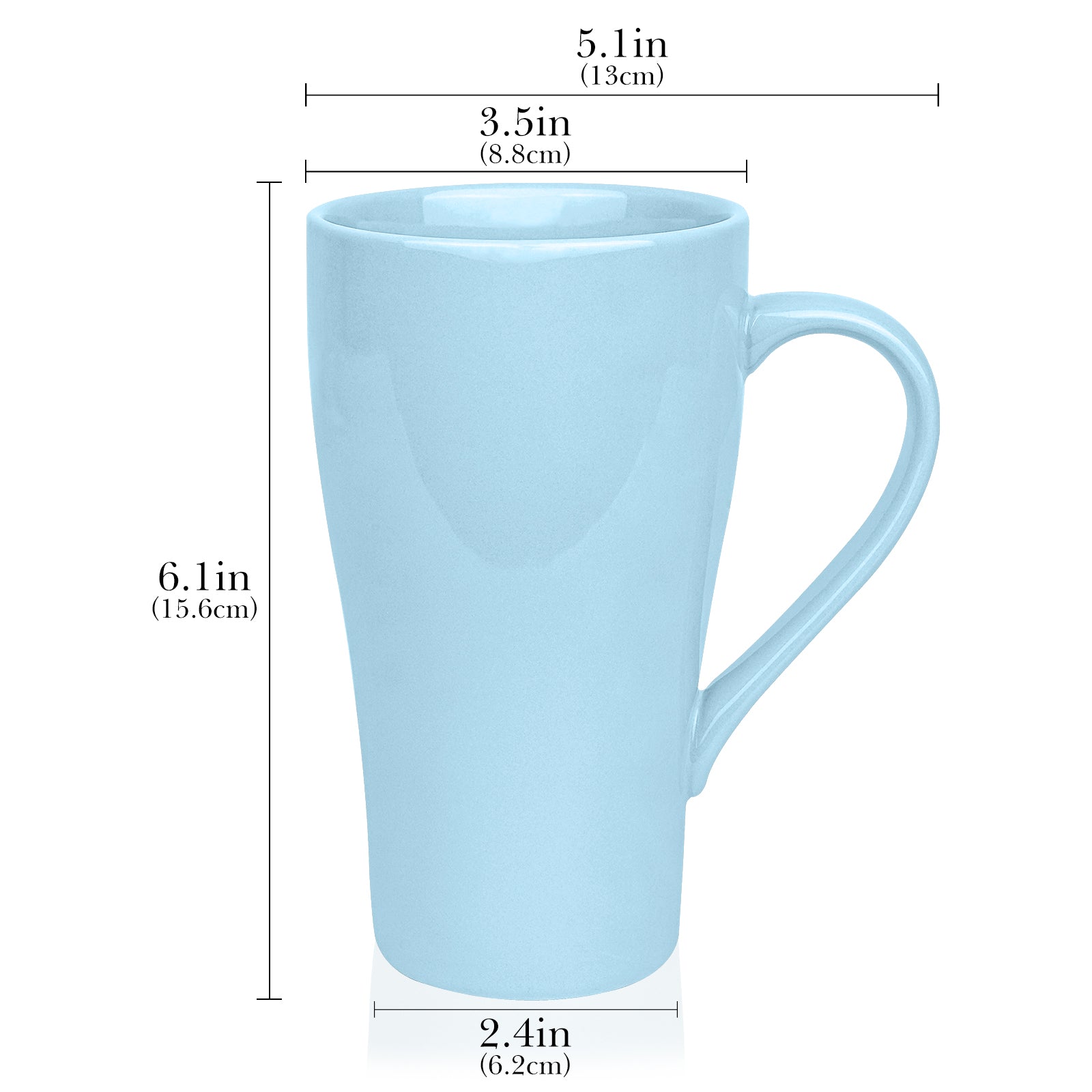 Linkidea 17oz Ceramic Coffee Mug with Handle, Large Colored Coffee Cup, Teacups Large Capacity Drinking Cups for Camping, Travel & Office, Microwave and Dishwasher Safe, Blue