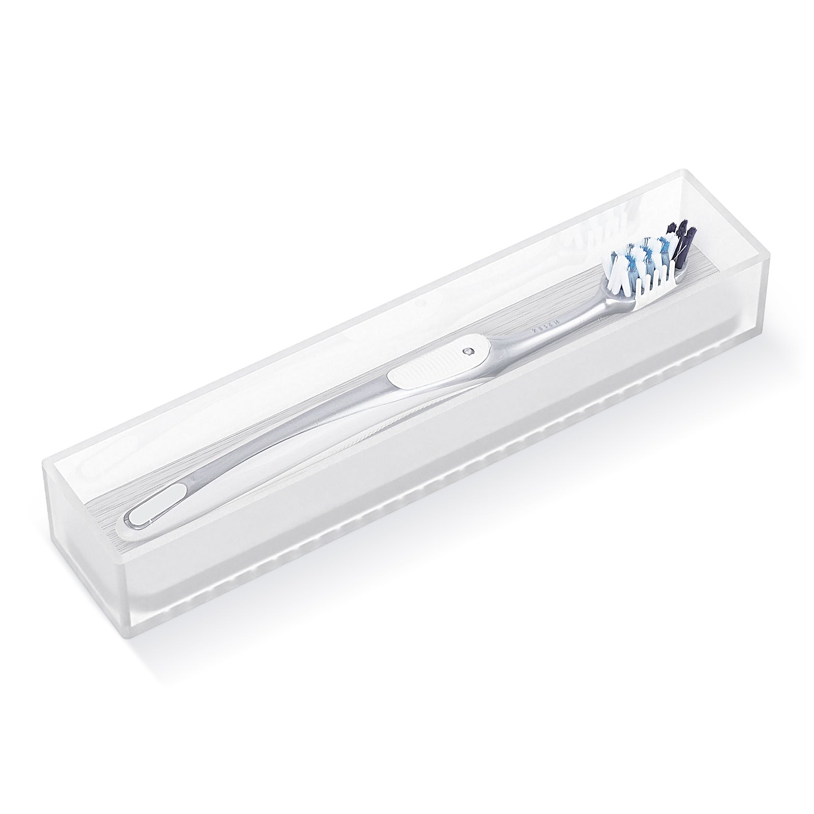 Linkidea Acrylic Toothbrush Holder with Diatomite Drying Stone, Bathroom Drawer Organizer with Drainage Hole for Tooth Brush, Compatible with Colgate Extra Clean, Oral-B CrossAction