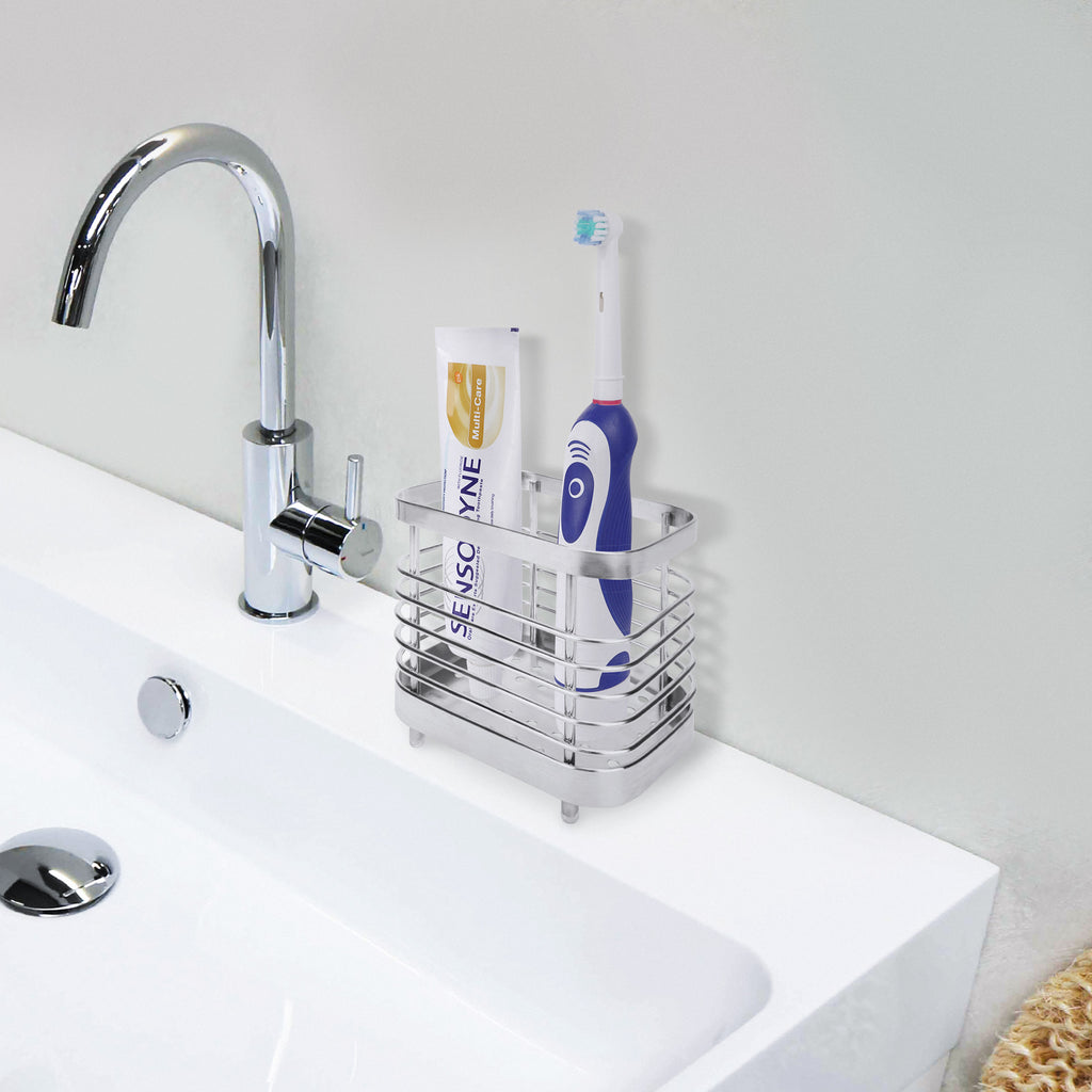 Linkidea Electric Toothbrush Holder, Stainless Vanity Toothpaste Stand, Single Slot Organizer Compatible with Oral-B iO Series, Philip Sonicare ProtectiveClean (Silver)