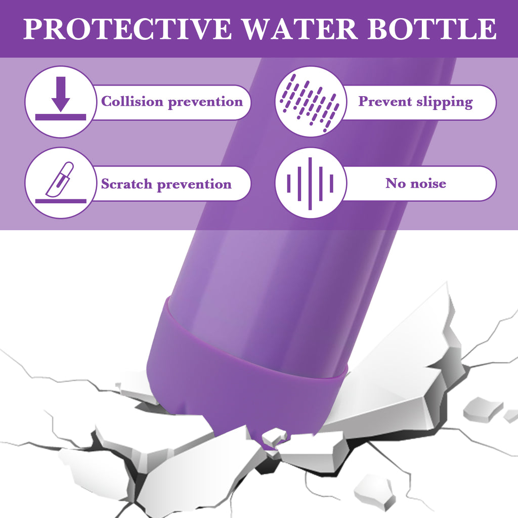 Linkidea 2 Pack Water Bottle Boot Compatible with 17oz ORIGINAL, BJPKPK, MIRA Cascade Cola Shaped Bottles, Silicone Bottle Bottom Sleeve Bumper Protector (Purple)