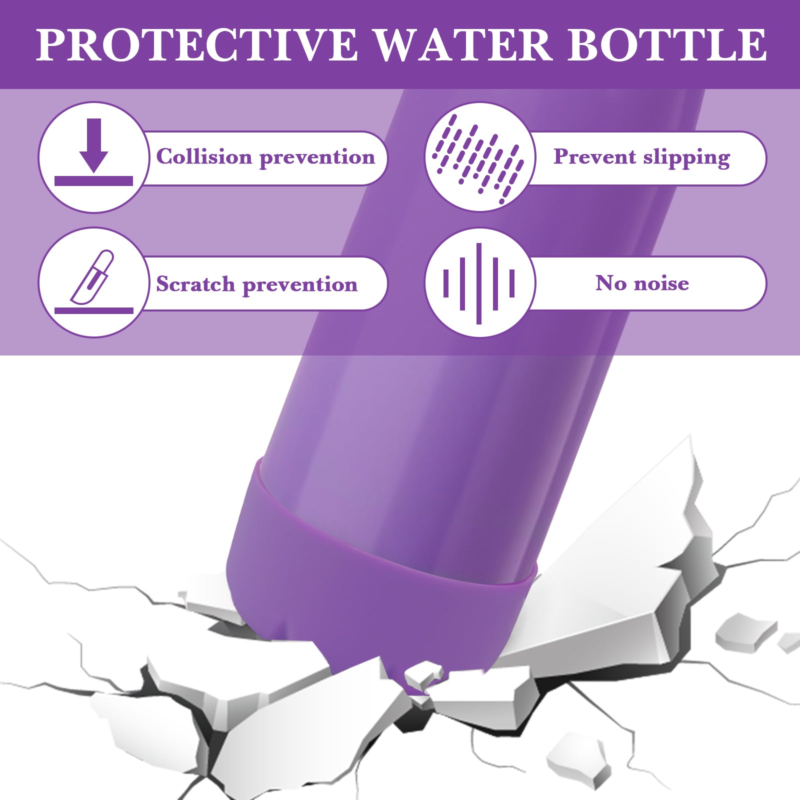 Linkidea 2 Pack Water Bottle Boot Compatible with 17oz ORIGINAL, BJPKPK, MIRA Cascade Cola Shaped Bottles, Silicone Bottle Bottom Sleeve Bumper Protector (Purple)