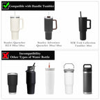 Linkidea Water Bottle Holder with Strap Compatible with Stanley Quencher H2.0 30oz/40oz, Simple Modern 40oz Tumbler, Vegan Leather Waterbottle Bag Holder, Shoulder Strap with Keyring, Black