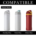 Linkidea 2 Pack Water Bottle Boot Compatible with Owala FreeSip/Twist/Potter 24oz Bottles, Silicone Anti-Slip Bottle Bottom Bumper Protector (Black)