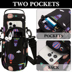 Linkidea Water Bottle Carrier with Strap Compatible with CamelBak Chute Mag 50oz, Sports Waterbottle Sling Bag Holder with Side Pocket, Shoulder Strap with Phone Pocket, Black