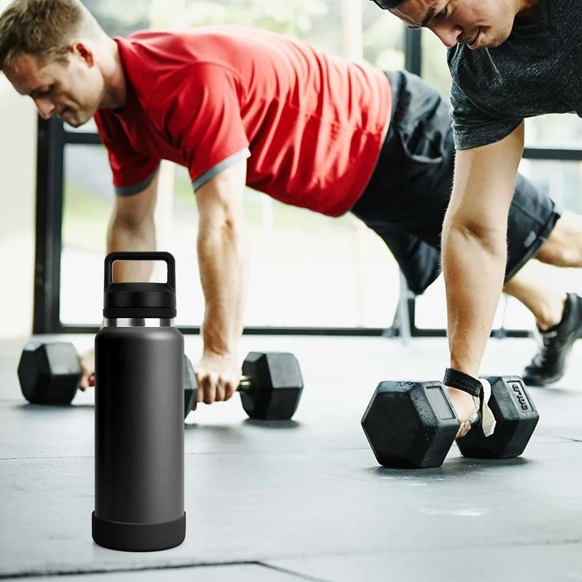 Linkidea 2 Pack Water Bottle Boot Compatible with YETI Rambler Bottle 26oz, Yonder 34oz, Silicone Anti-Slip Bottle Bottom Sleeve Bumper Protector (Black)