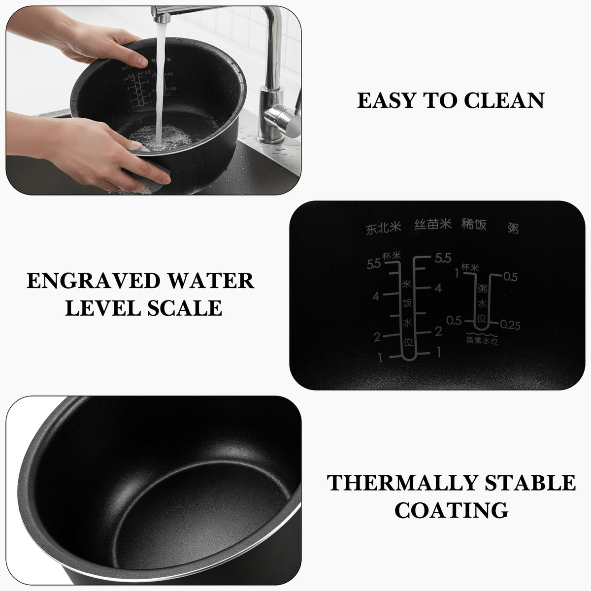 Linkidea Rice Cooker Aluminum Alloy Inner Pot Compatible with TOSHIBA RC-TRCS01, RC-10DRUNA(W), Nonstick Replacement Bowl