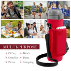 Linkidea Water Bottle Carrier with Strap Compatible with Stanley Quick Flip GO 24/36oz, IceFlow Fast Flow 24/36oz, Waterbottle Sling Bag Holder, Shoulder Strap with Phone Mesh Pocket, Red