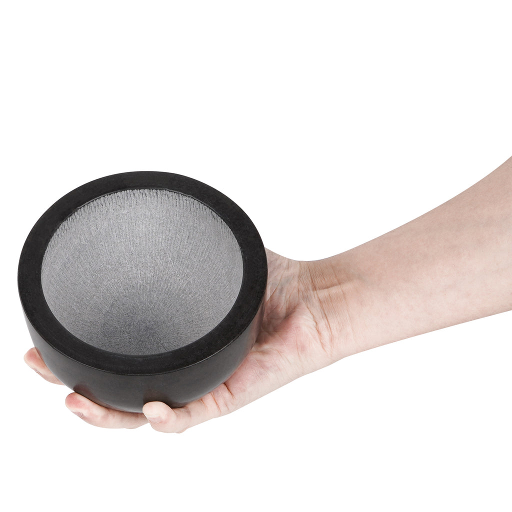 Linkidea Marble Shaving Soap Bowl, 100% Natural Marble with Interior Grooves for Maximum Lather, Heat Retaining Stone Provides a Luxurious Hot Shave Experience, Gift for Husband, Dad (Black)