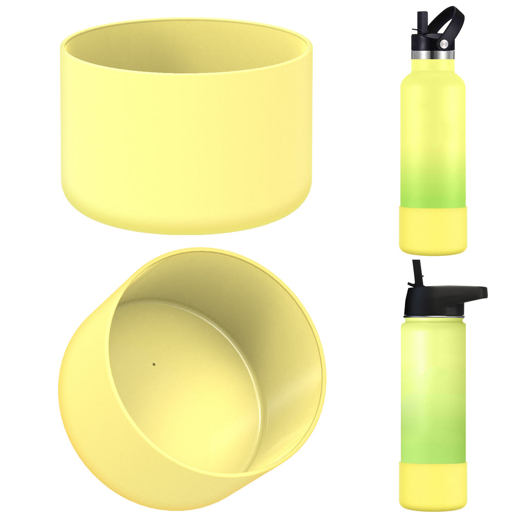 Linkidea 2 Pack Water Bottle Boot Compatible with IRON °FLASK Wide/Narrow Mouth 12oz/14oz/16oz/18oz/20oz/22oz/24oz, Silicone Bottle Bottom Sleeve Cover Bumper Protector (Pineapple)