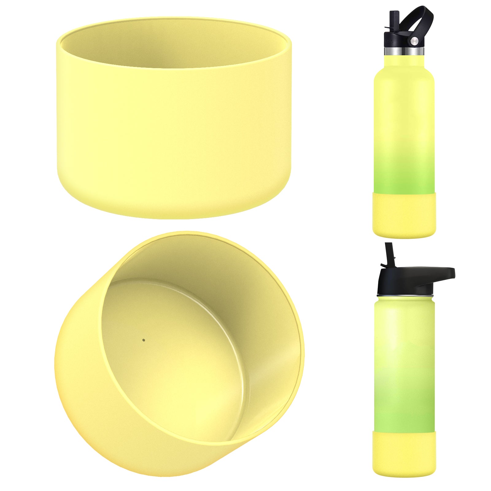 Linkidea 2 Pack Water Bottle Boot Compatible with IRON °FLASK Wide/Narrow Mouth 12oz/14oz/16oz/18oz/20oz/22oz/24oz, Silicone Bottle Bottom Sleeve Cover Bumper Protector (Pineapple)