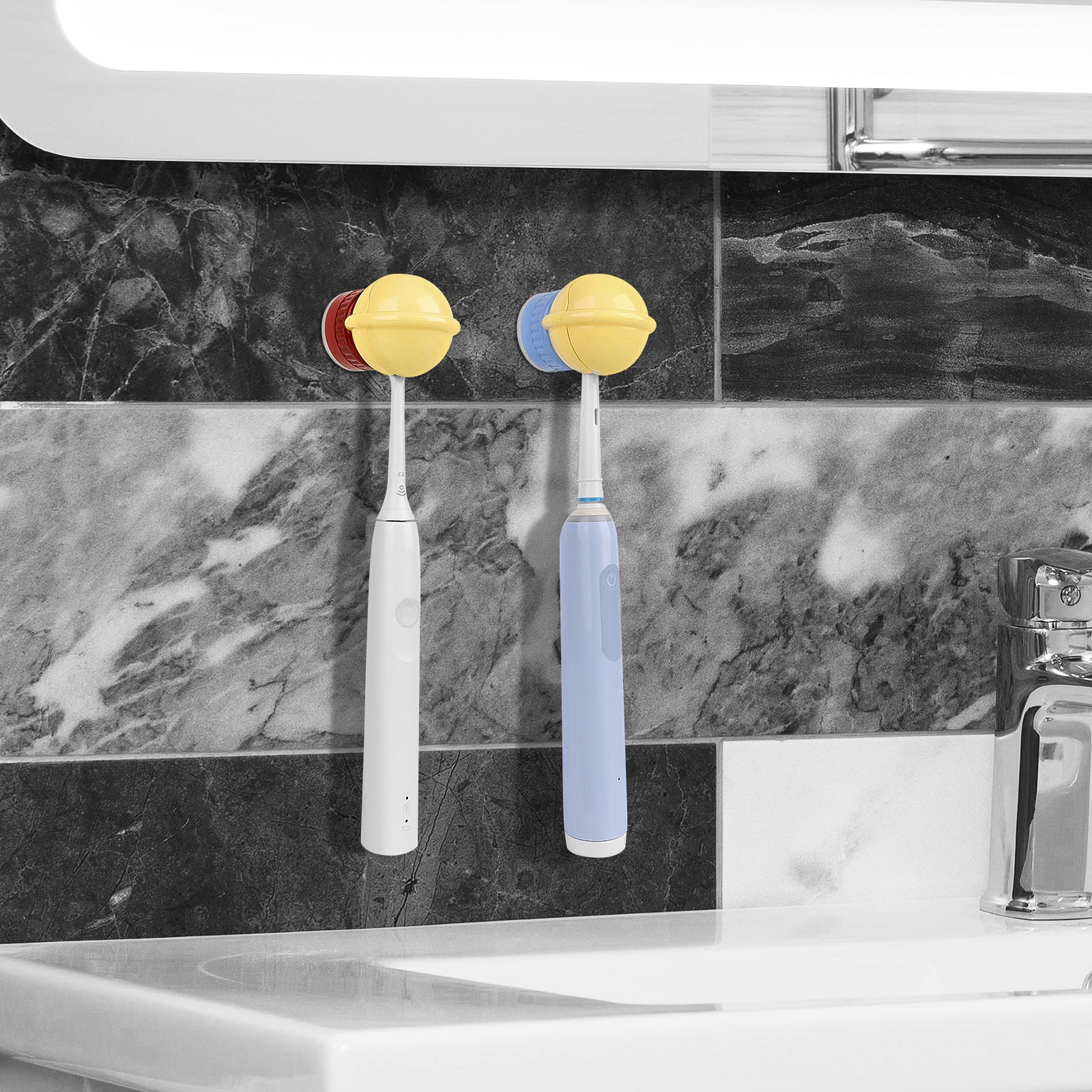 Linkidea Adhesive Electric Toothbrush Holder with Cover, Power Toothbrush Hanger Rack, Wallmount Tooth Brush Organizer Compatible with Oral-B iO Series, Sonicare ProtectiveClean, 7AM2M (Multi)