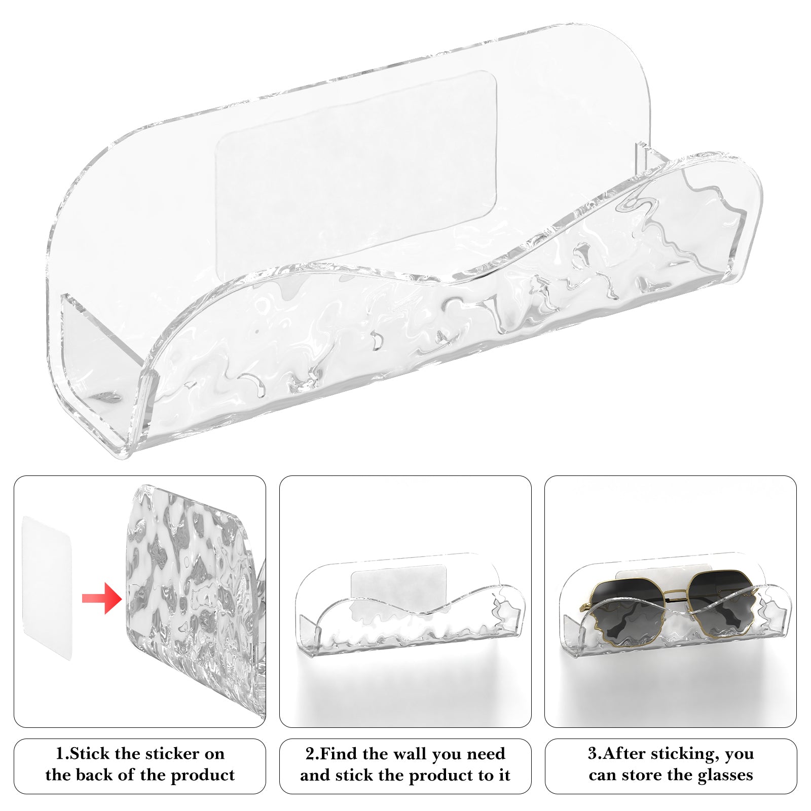 Extra Large Sunglasses Organizer Storage Wall Mount, Acrylic Glasses Eyewear Display Holder Compatible with Gucci GG0876S GG0875S Balenciaga BB0201S BB0166S (Clear)
