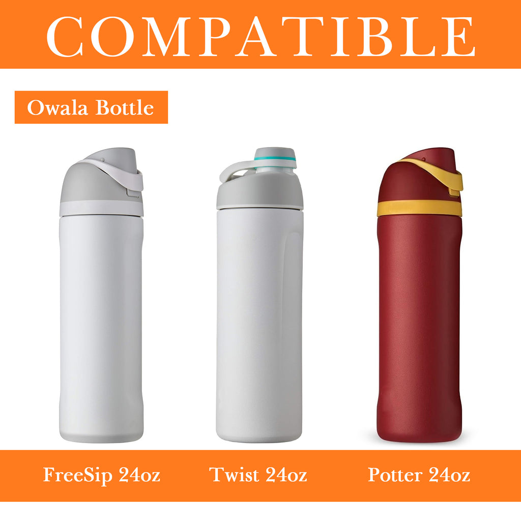 Linkidea 2 Pack Water Bottle Boot Compatible with Owala FreeSip/Twist/Potter 24oz Bottles, Silicone Anti-Slip Bottle Bottom Bumper Protector (Orange)