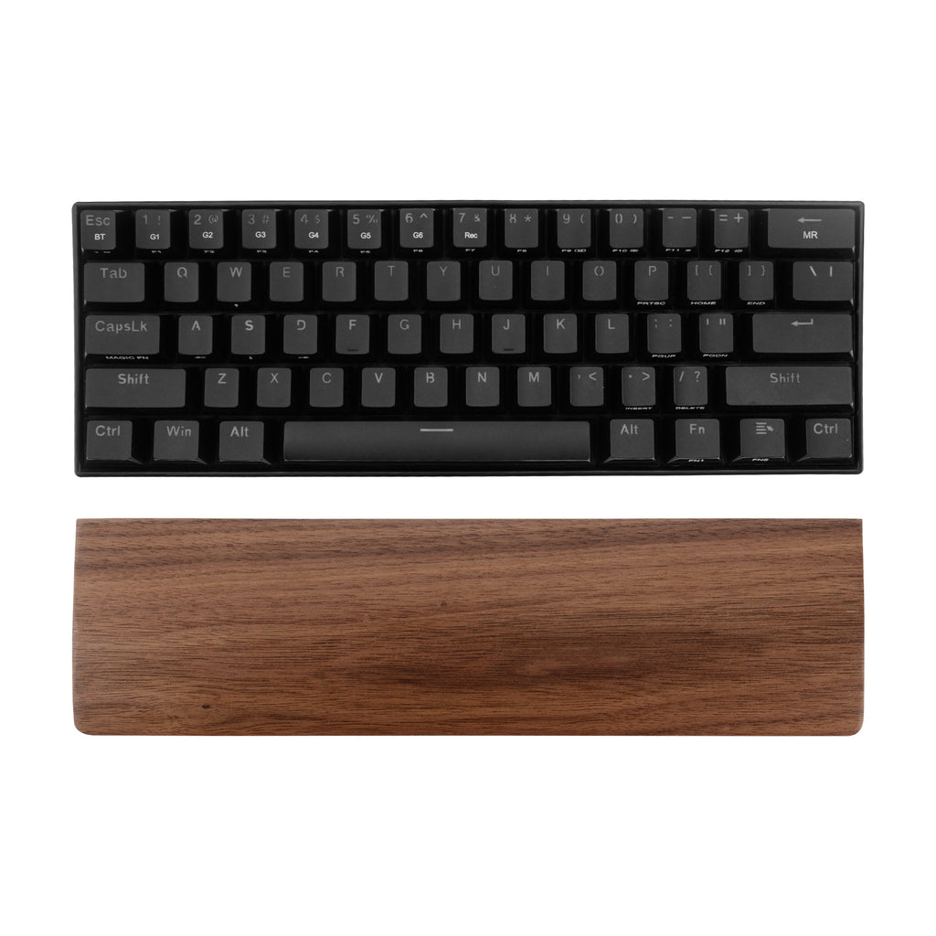 Linkidea Wooden Keyboard Wrist Rest for 61 Keys 60% Compact Keyboard, Compact Gaming Mechanical Keyboard Wrist Rest Hand Palm Pad, for Office, Computer, Laptop Typing, Gaming (Black Walnut)