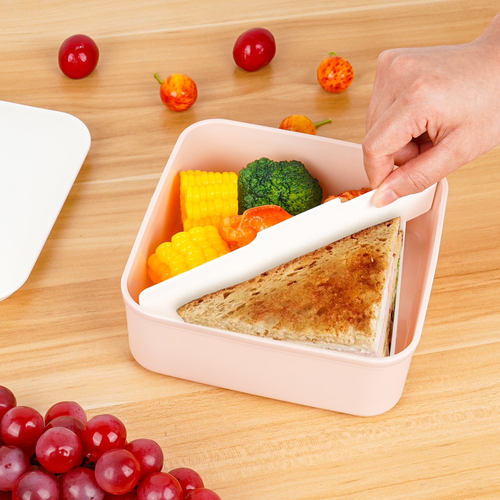 Linkidea Sandwich Lunchbox Container and Snack Box Container, Lunch Salad Lunch Containers for Adults, Sandwich Containers for Travel/Work/Outdoor (White)