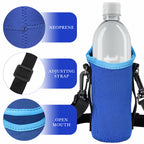Linkidea Plastic Bottled Water Carrier with Shoulder Strap Compatible with Smartwater, Propel 20/24 Fl Oz, Insulated Neoprene Disposable Water Bottle Sling Bag Holder (1 Pack / Blue)
