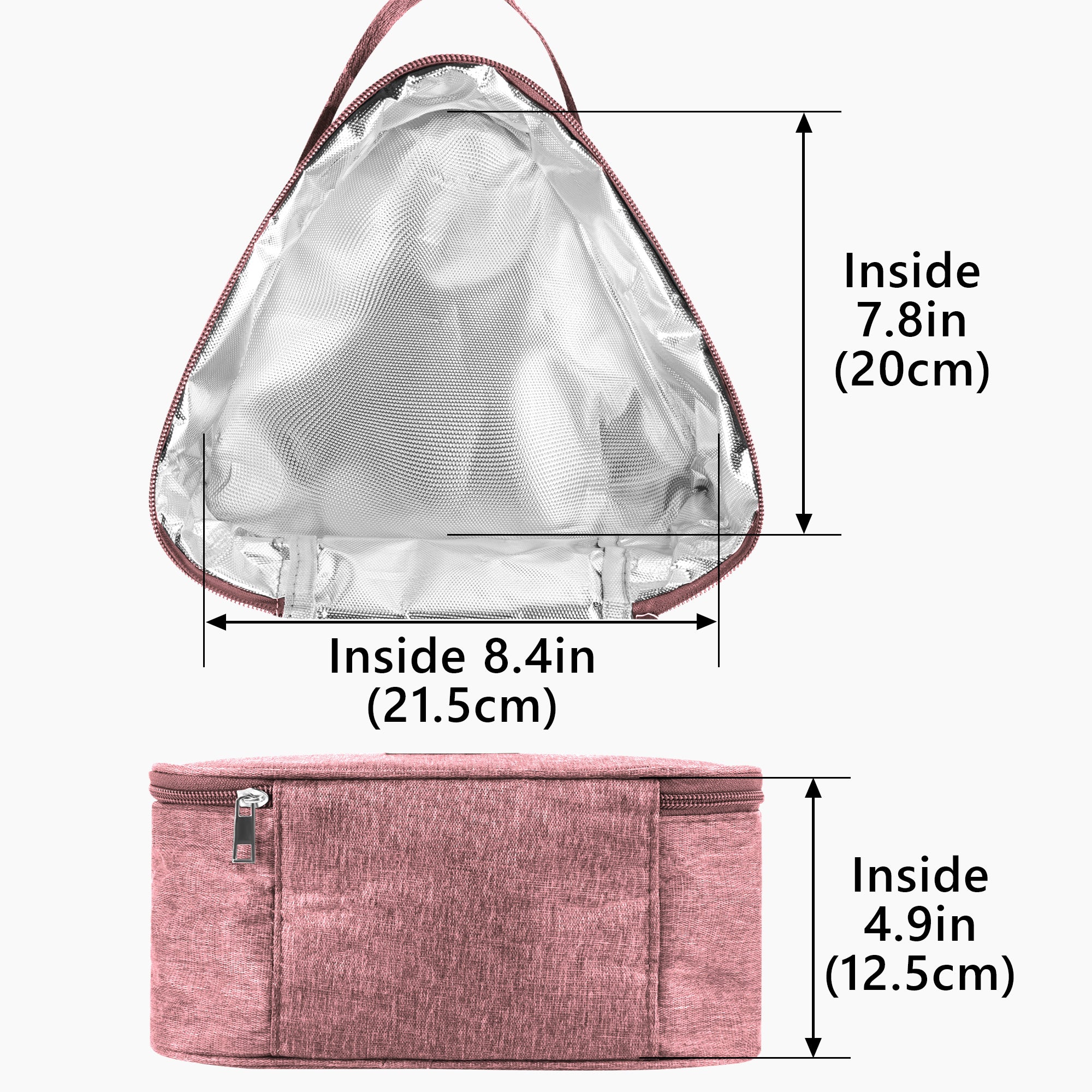 Linkidea Reusable Snack Bags, Large Capacity Insulated Snacks Storage Bag for Fruit, Travel Leak-proof Lunch Box Fits Picnic, Work, Use (Pink)