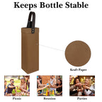 Linkidea Kraft Paper Wine Gift Bag, Reusable Wine Tote Carrier with Detachable Divider, Portable Holder for Wedding, Holiday, Business & Party Gifting (Brown)