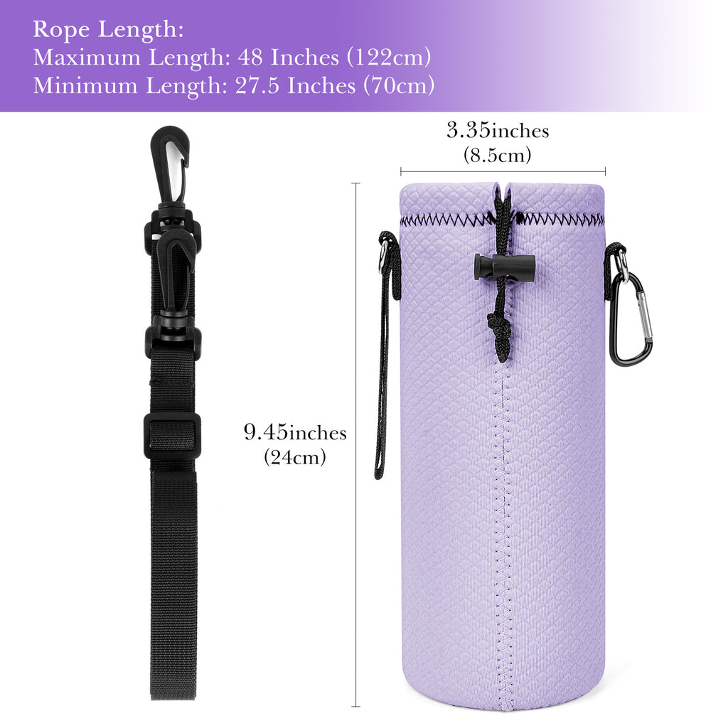 Linkidea Water Bottle Carrier with Strap Compatible with YETI Rambler Bottle 26oz/36oz, Waterbottle Sling Bag Holder with Shoulder Strap, Light Purple