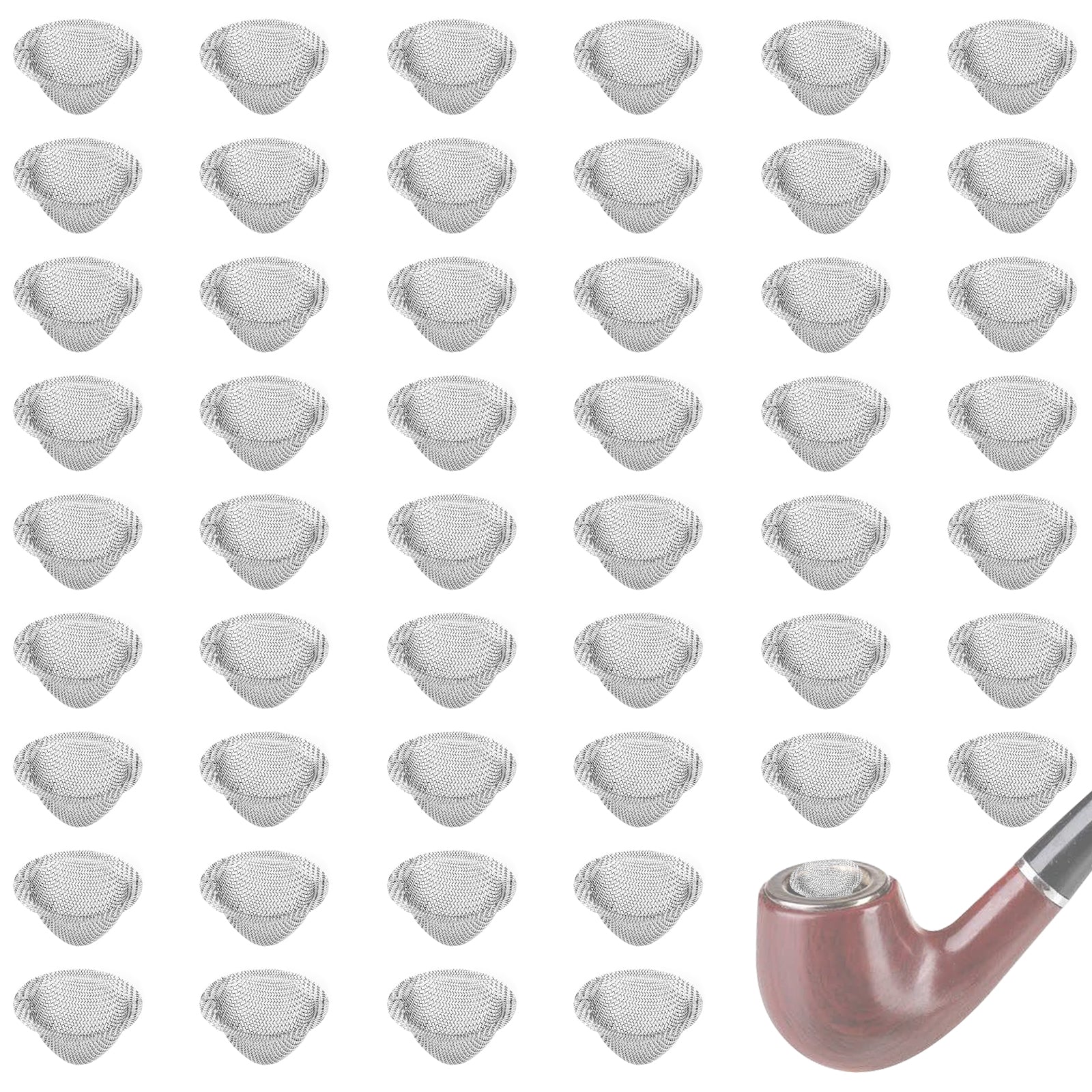 Linkidea 50 Pcs Stainless Steel Pipe Screens, 0.6 Inch Pipe Metal Clean Screen, Reusable Pipe Screens Filters (Silver)
