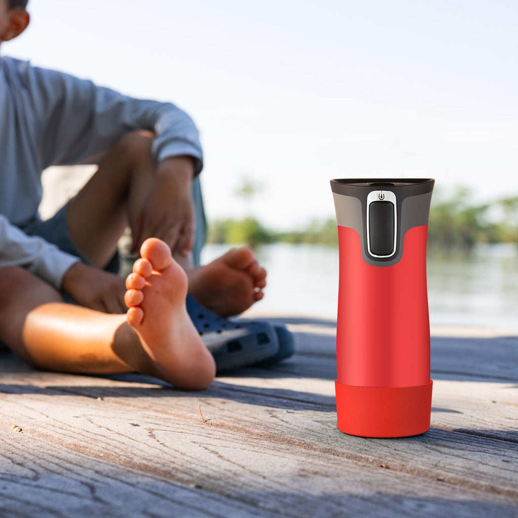 Linkidea 2 Pack Water Bottle Boot Compatible with Contigo West Loop 2.0 16oz/20oz/24oz, Huron 2.0 16oz/20oz, Silicone Anti-Slip Bottle Bottom Bumper Protector (Red)