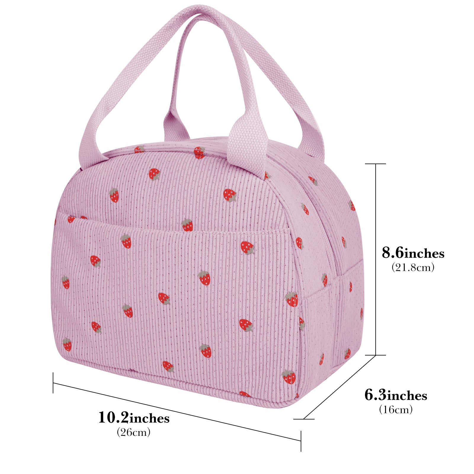 Linkidea Lunch Box for Adult, Corduroy Lunch Bag with Hand Strap, Large Capacity Lunch Bag for Everyday Outings, Compatible with Crock Pot, DUPASU, Aotto, LUNCHEAZE (Purple)