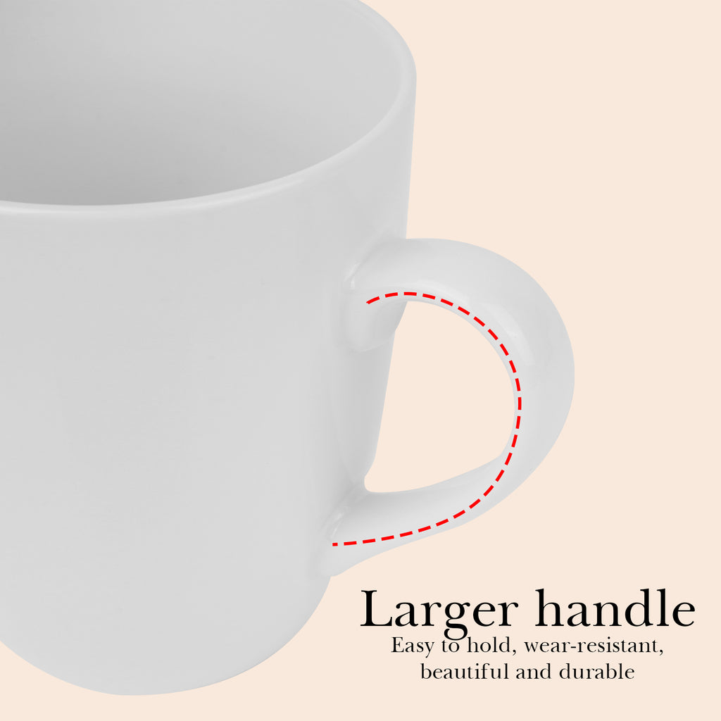 Linkidea White Ceramic Coffee Mug, 21oz Large Capacity Coffee Cups with Handles, Elegant and Classic Teacups Drinking Cup for Tea and Coffee, Microwave and Dishwasher Safe