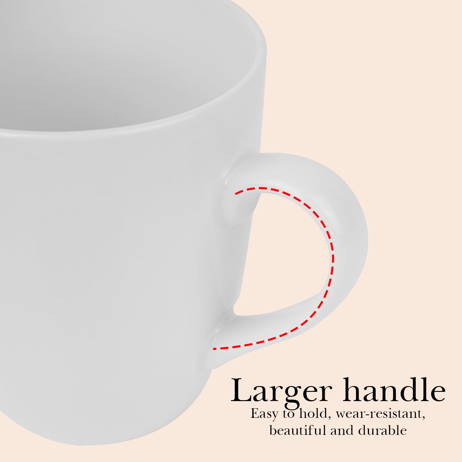 Linkidea White Ceramic Coffee Mug, 21oz Large Capacity Coffee Cups with Handles, Elegant and Classic Teacups Drinking Cup for Tea and Coffee, Microwave and Dishwasher Safe