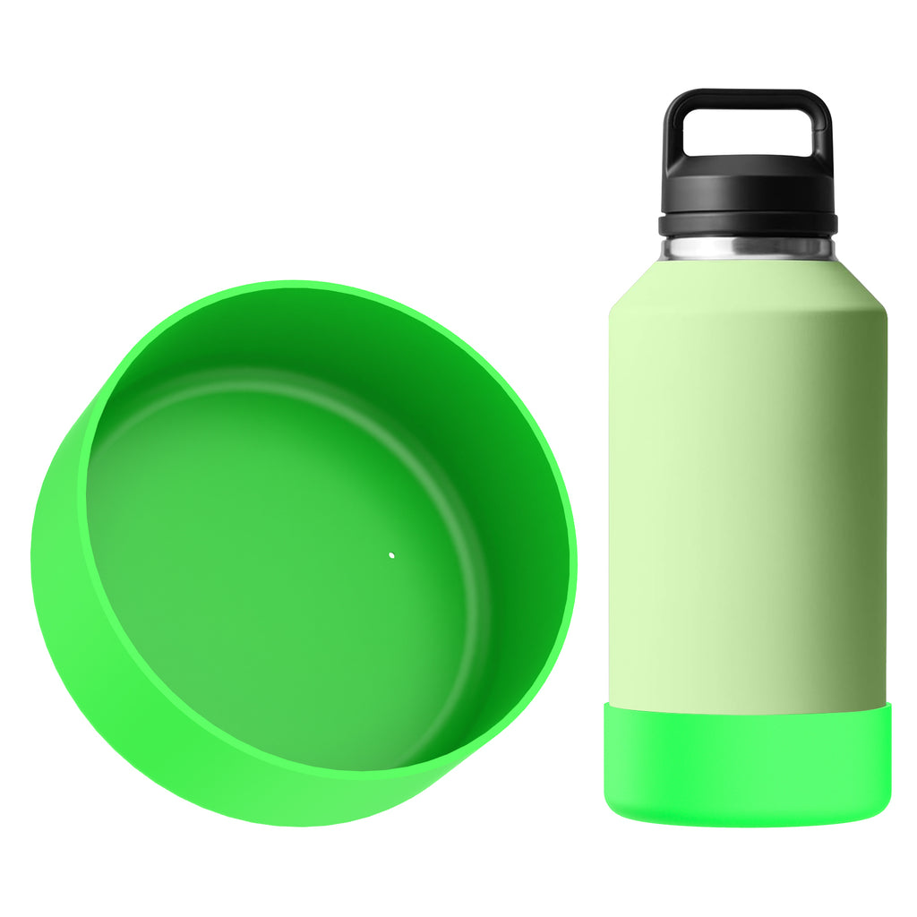 Linkidea Water Bottle Boot Compatible with YETI Rambler Bottle 64oz, Silicone Water Bottle Bottom Sleeve Cover Protector, Waterbottle Bumper (Green)