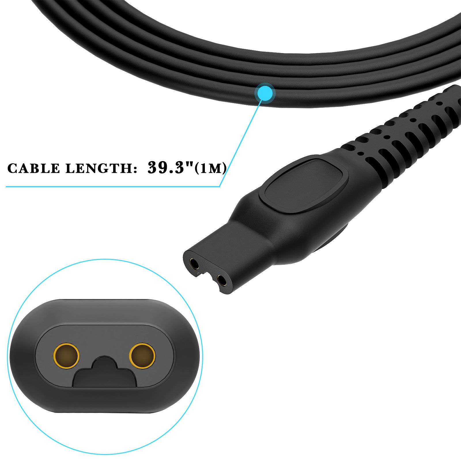 Linkidea 15V Shaver Charger Cord, Replacement USB Power Charger Adapter Cable, Compatible with Philips Norelco HQ8505, AT890, PT720, RQ370