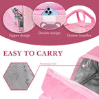 Linkidea Lunch Bag, Large Capacity Lunch Tote Bag with Hand Strap, Reusable Lunch Box Bag for Picnic, Outdoor, Compatible with B.Box, Sunhanny, Pedeco, QQKO, Xgxn Lunch Box (Pink)